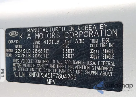 2015 Kia Soul + z USA, uszkodzony, nr VIN KNDJP3A51F7804206